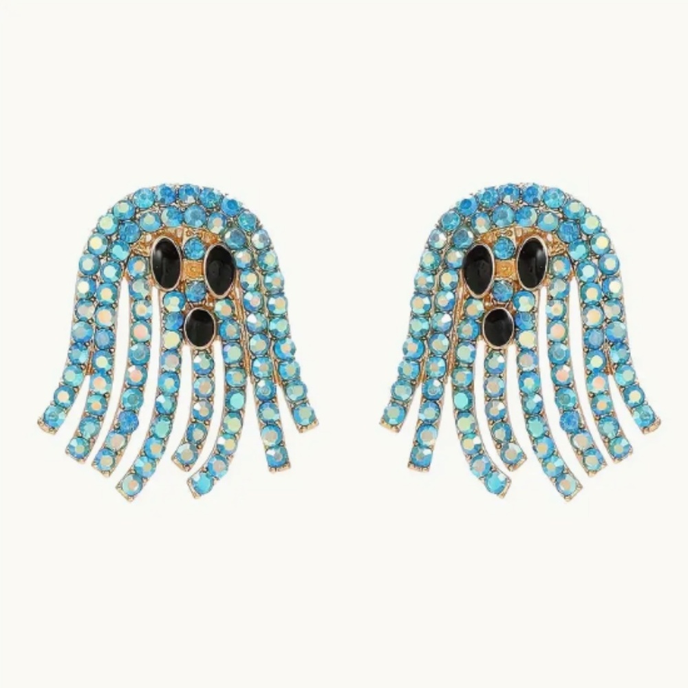 ❤️❤️ FREE Ghost Halloween Rhinestone Drop Party Holiday Artsy Cartoon Earrings
